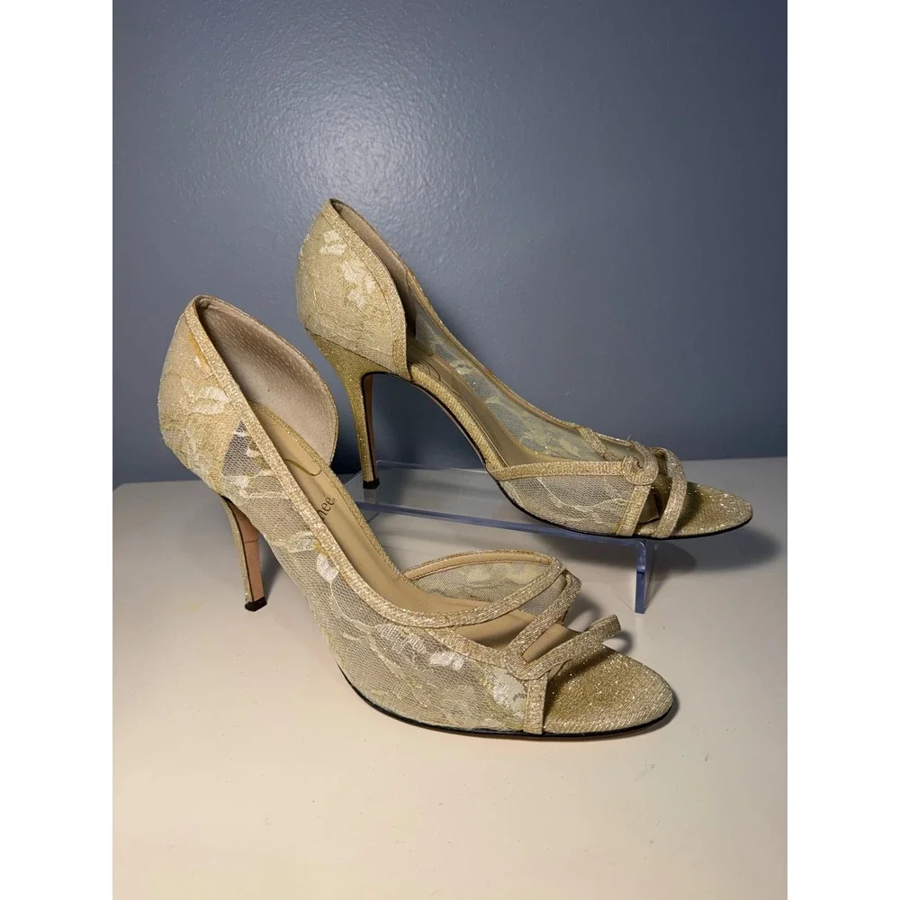 J.Renee Cream Lace Open-Toe Heels